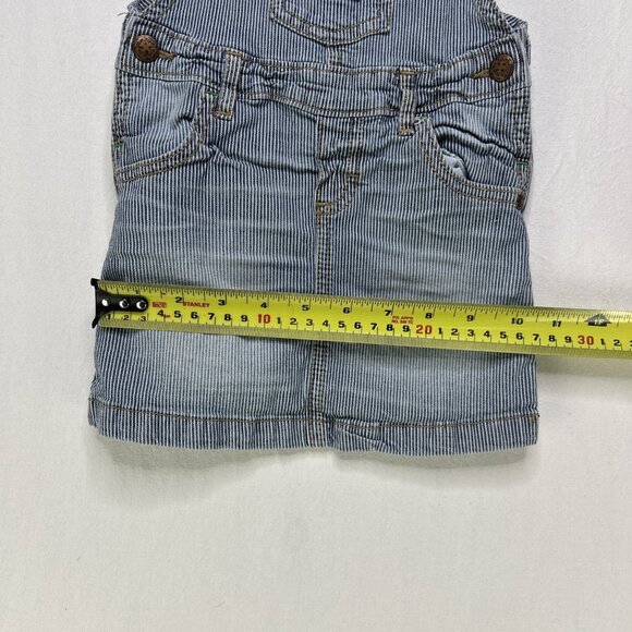 OSH KOSH B'Gosh Blue Striped Vestbak Bib Overalls Denim Dress Girls Sz 24 Months - Picture 6 of 8